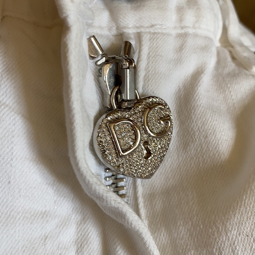 Dolce & Gabbana white jeans 38 2 heart bling zip